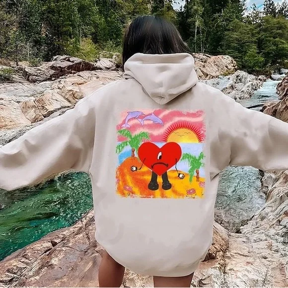 Bad Bunny Sweater Cream Color Hoodie - Picture 2 of 12